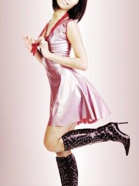 REAL LATEX by DAWNAMATRIX Metallic Pink Flirty Dress Sz S